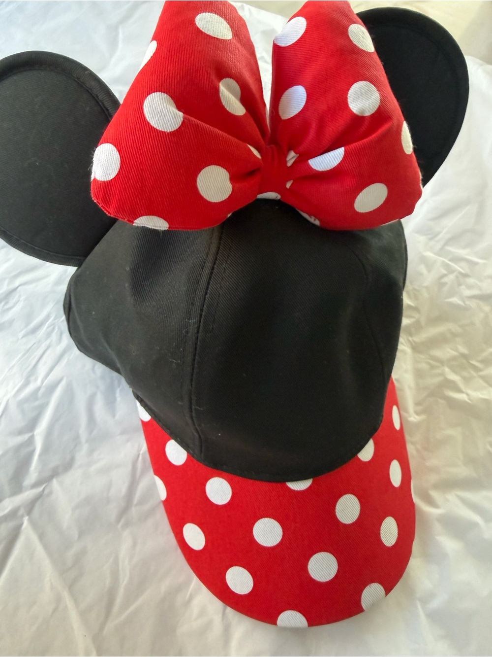 Disney Black & Red Polka Dot Minnie Baseball Cap with Ears